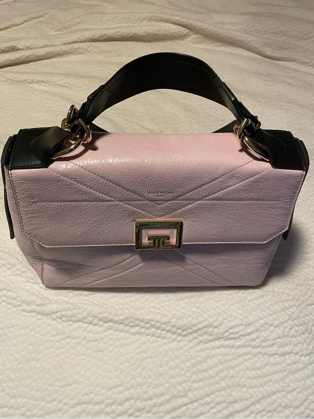 GIVENCHY  Pink and Black ID Top-Handle Leather BAG rare luxury